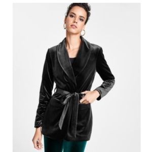 INC Petite Black Velvet Tailored Jacket Small MSRP $49